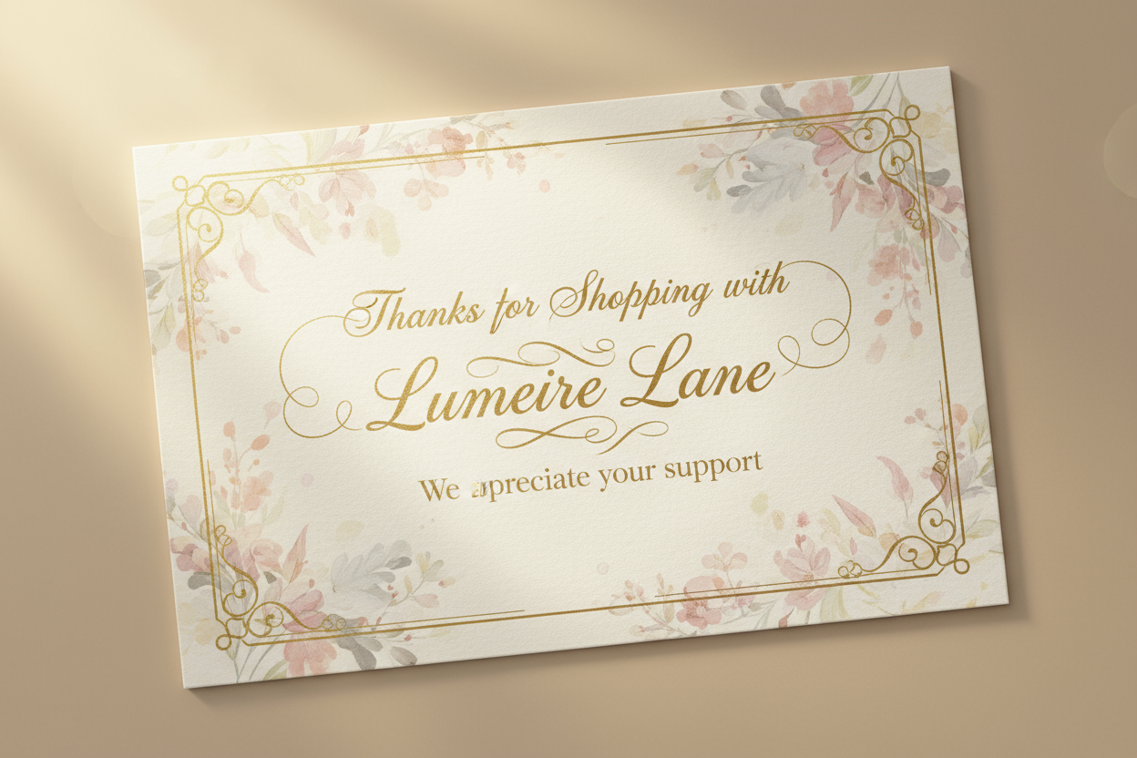 thanks for shopping with Lumeire Lane
